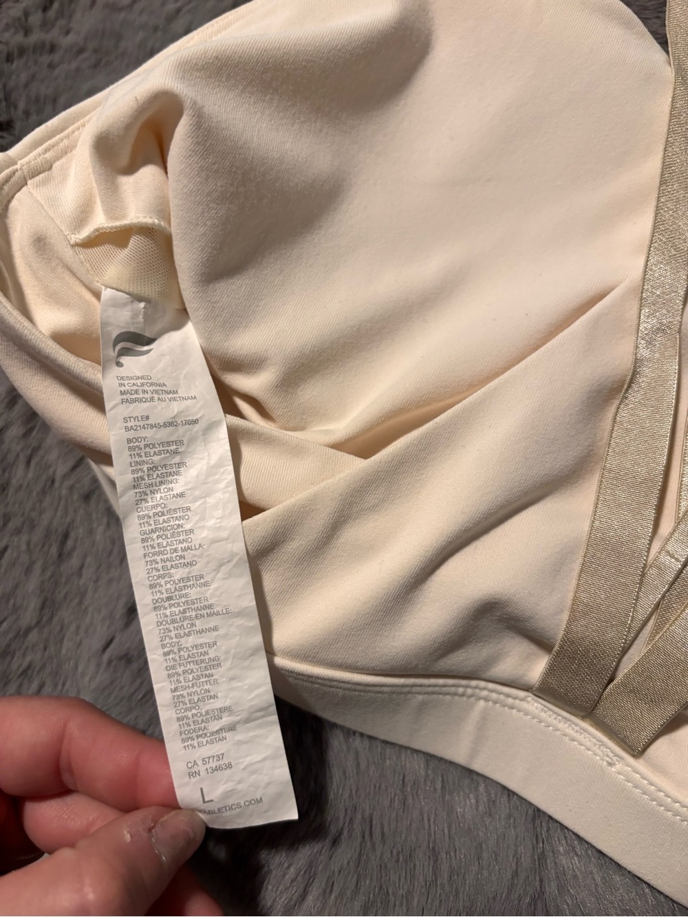 Fabletics Cream Racerback Sports Bra - Picture 3 of 3